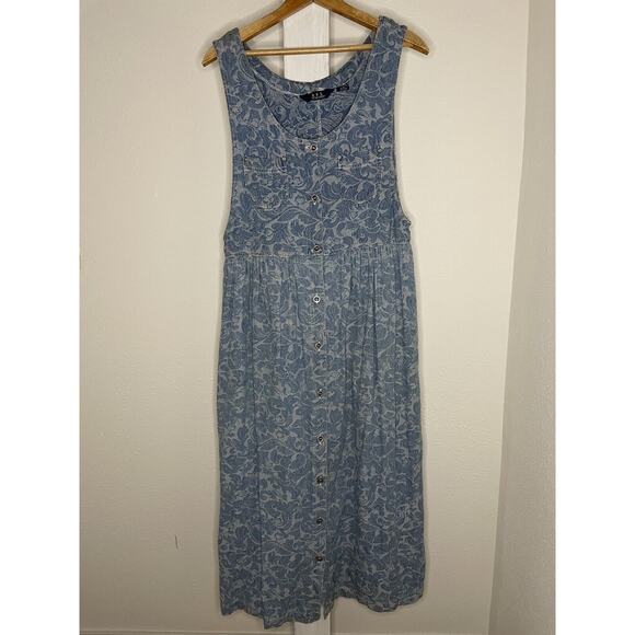 Vintage DPS New York Sleeveless Button Lightweight Denim Dress Medium Cotton - Picture 1 of 4